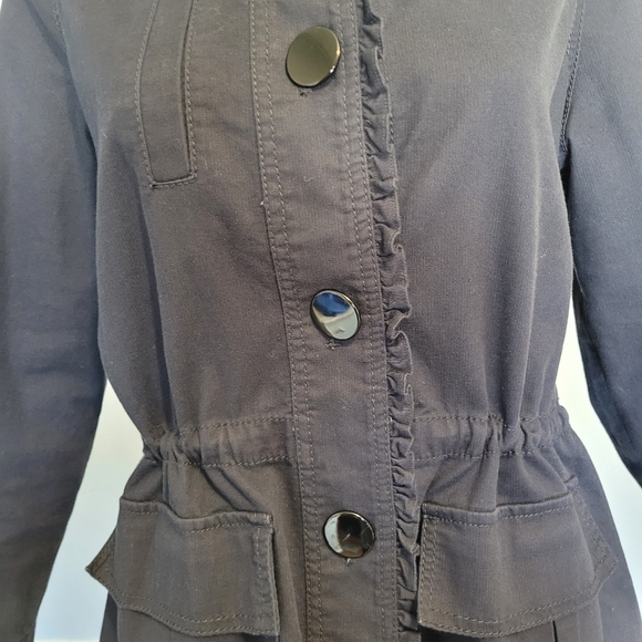 Kate Spade Broome Street Ruffle Military Jacket, VGUC, Size XS FITS VERY BIG - Picture 3 of 11